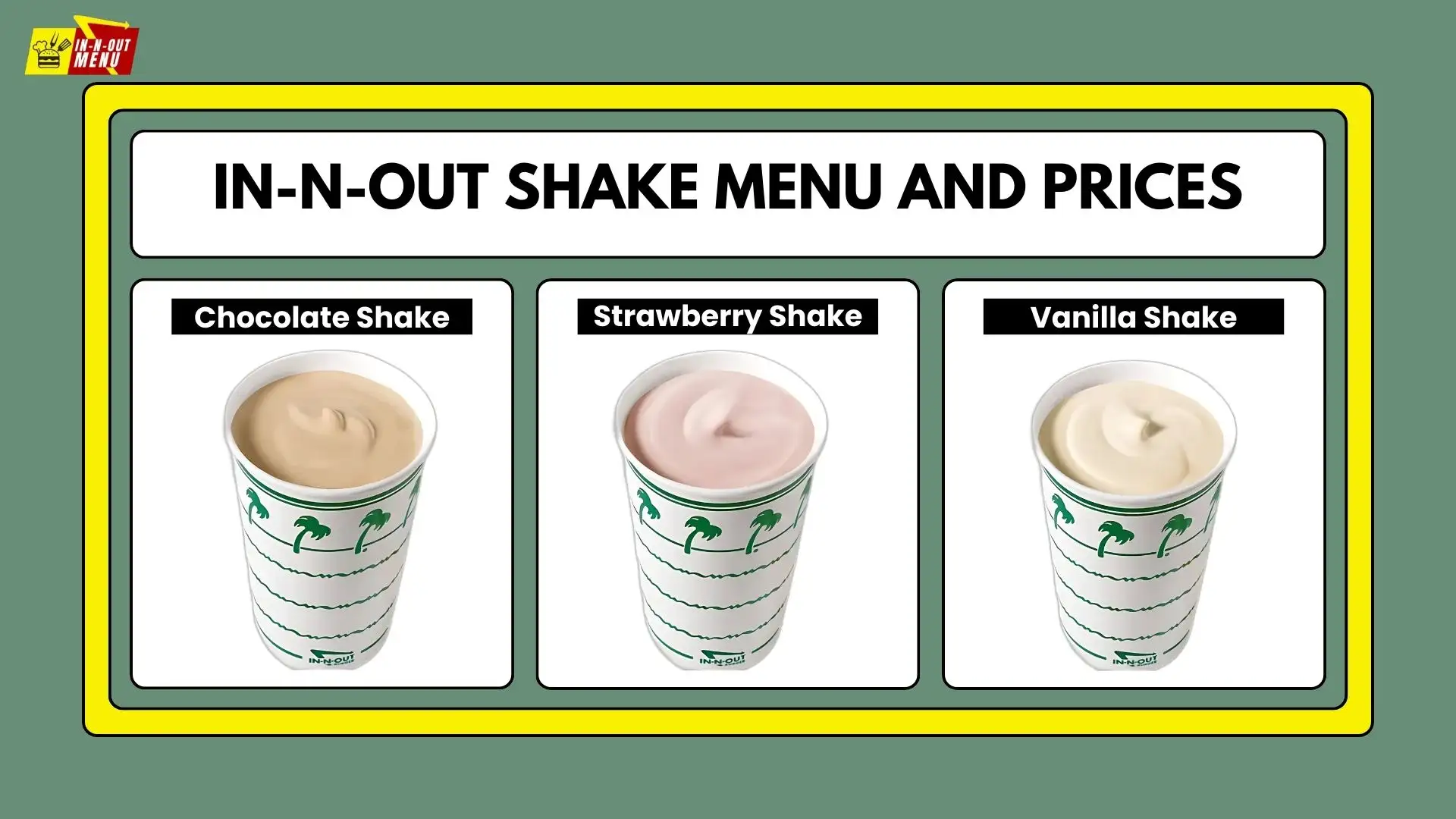 in n out shake menu and prices