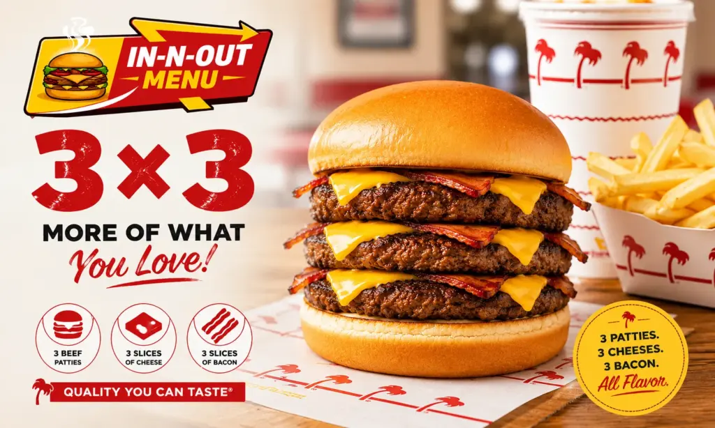 In N Out 3x3 burger combo 1